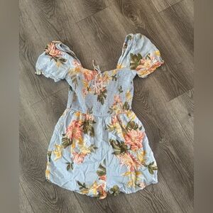 Billabong Floral Smocked Romper with Puff Sleeves